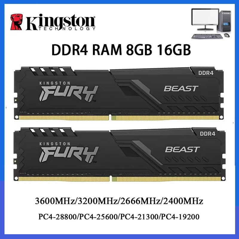 DDR4 Kingston BEAST RAM 3200MHz 2666MHz 3600 2400MHz 8GB 16GB 4GB