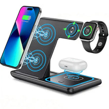 LED Fast Wireless Charger Stand 3 in 1 Foldable Charging Station For