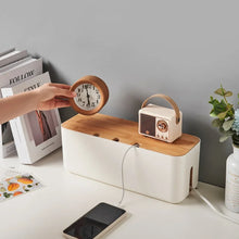 Cable Management Box Bamboo Cover Wire Junction Board Storage Hide
