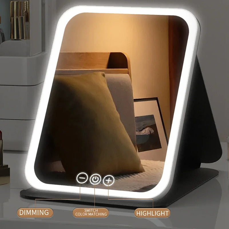 LED Dimmable Makeup Mirror 3 Colors Light Modes Adjustable Brightness