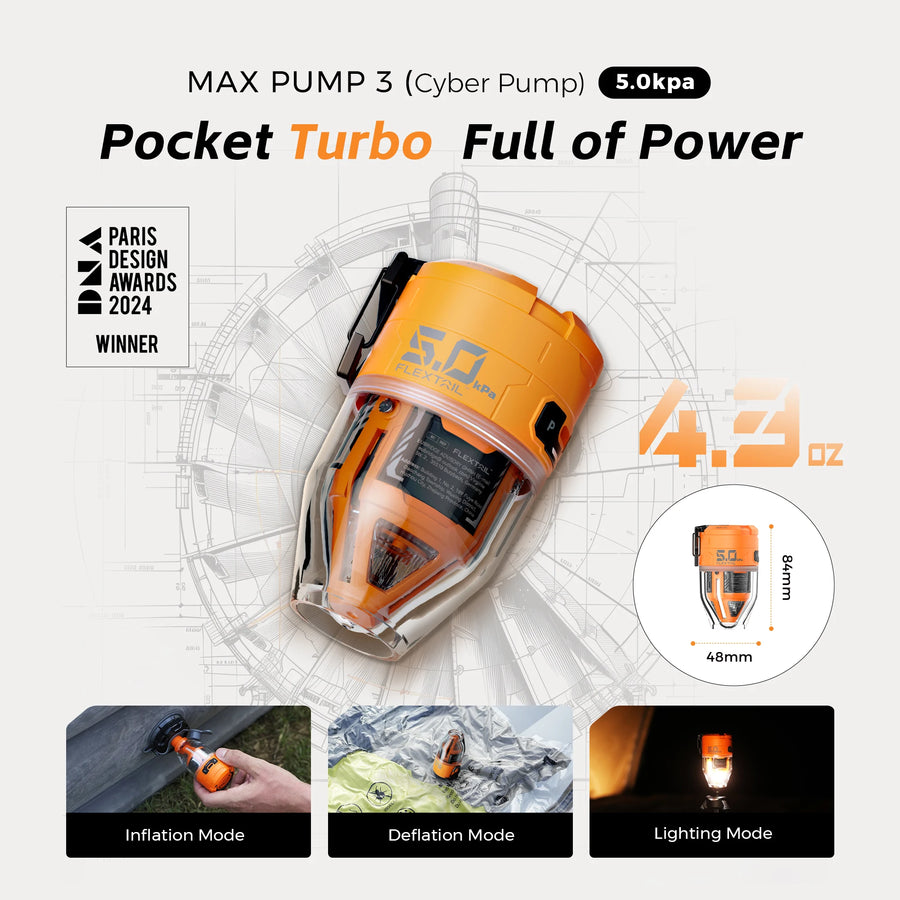 FLEXTAIL MAX PUMP 3 - Electric Air Portable Camping with Level Ambient