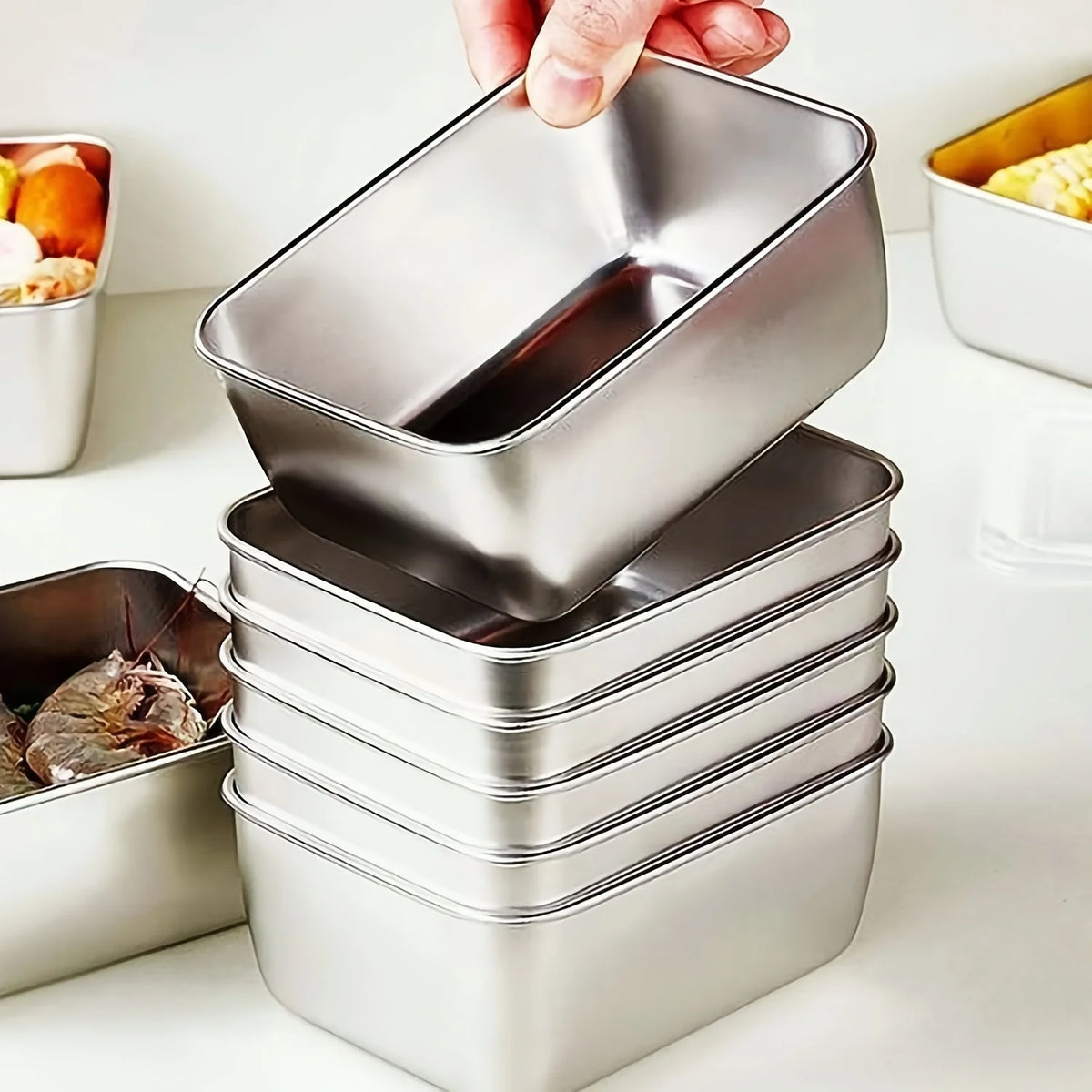 6-Piece Stainless Steel Food Storage Containers Set With Lids