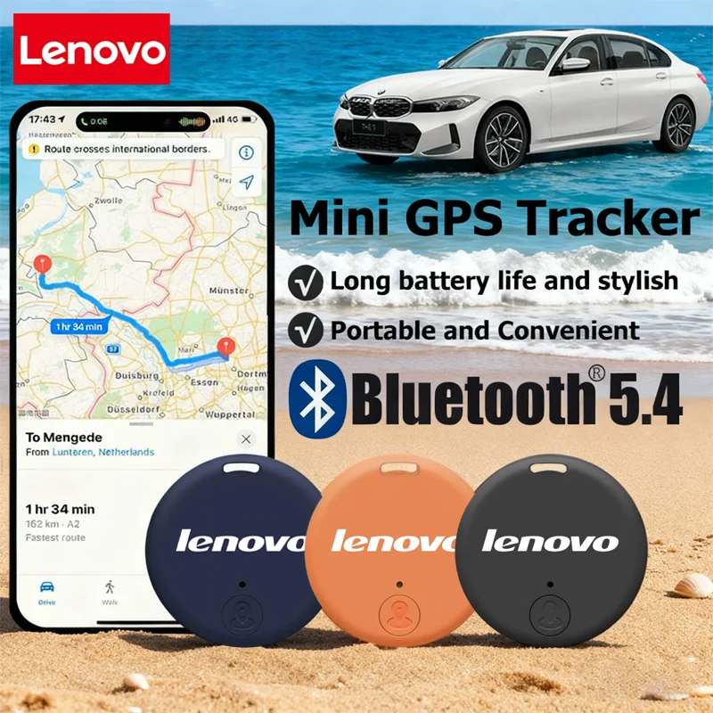 Lenovo Mini GPS Tracker Bluetooth 5.4 Anti-Lost Device Pet Kids Bag