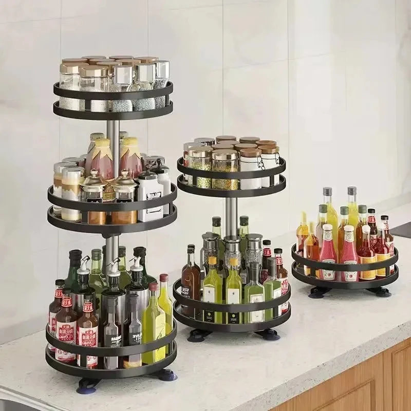 Rotatable Kitchen Storage Rack Spice Clean 360 Degrees Organizer