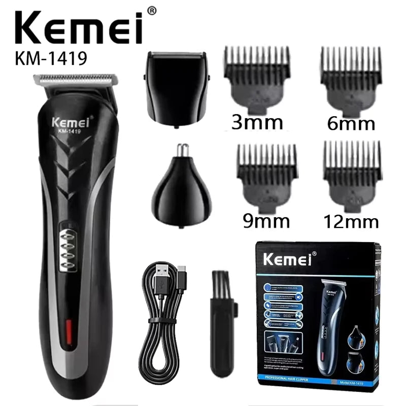 Kemei KM-1419 Rechargeable Electric Hair Clipper Men'S Household Shaver