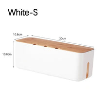 Bamboo Cover Cable Management Box Wire Junction Board Storage Hide