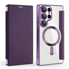 For Magsafe Magnetic Luxury Solid Color Leather Flip Wallet Card Slot