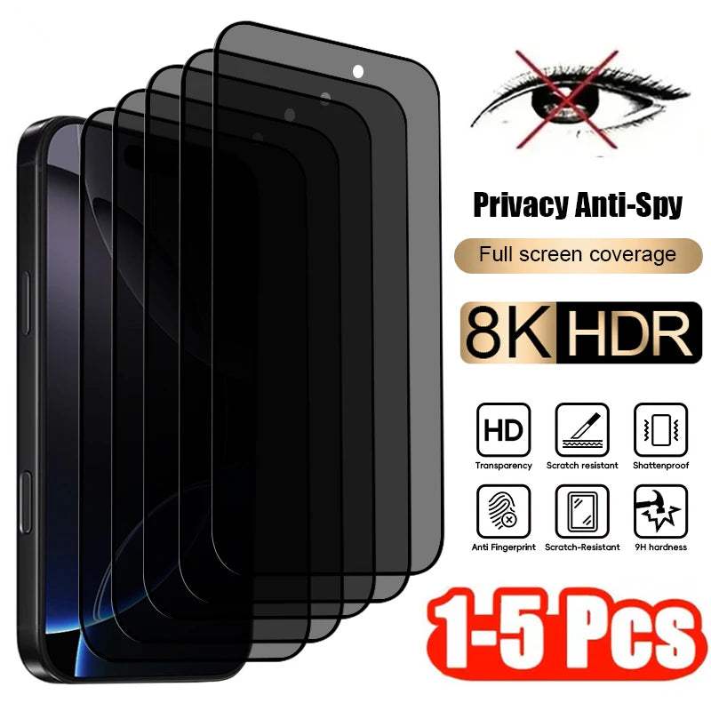 1-5Pcs Anti spy Tempered Glass For IPhone 17Pro Max 15 13 14 11 16 Full