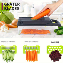 16-in-1 Vegetable Chopper - Manual Food Slicer with Container & Drain
