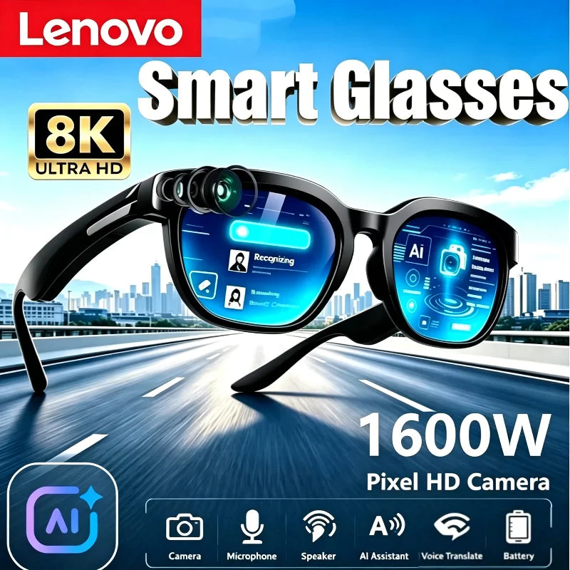 Lenovo 8K 1800MP AI Smart Glasses Hands-Free Calling Translation Chat