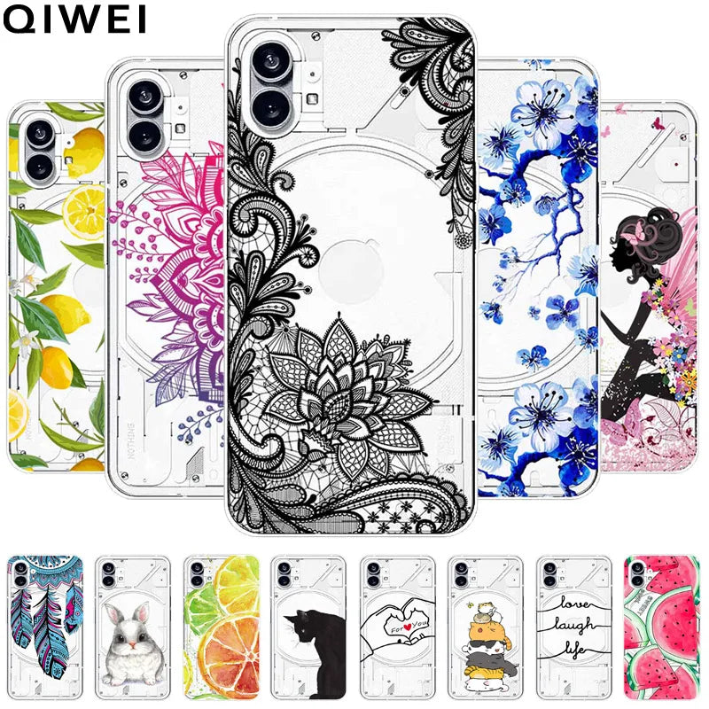 For Nothing Phone 2 Case Clear TPU Soft Lovely Printing Silicone Cover