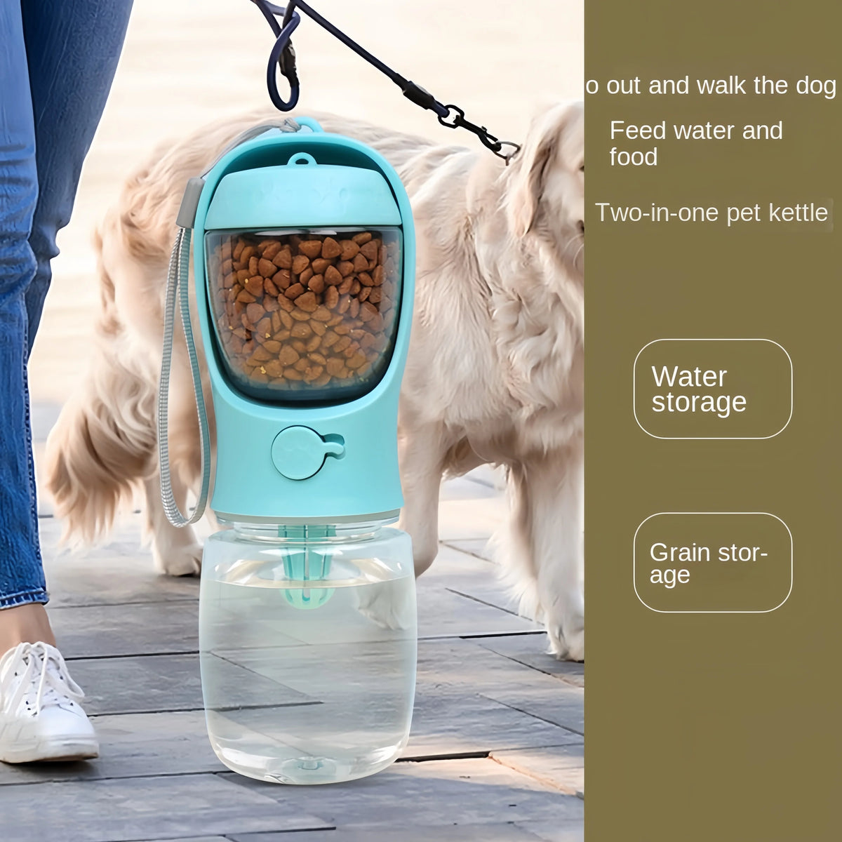 Portable Dog Cat Water Bottle with Storage Food and Container for Puppy
