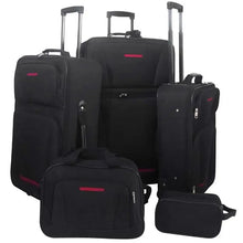 Black 5 Piece Nestable Luggage Set, 100% Polyester PVC Waterproof