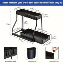 Space Saving 2 Tier Under Sink Organizer,Pull Out Storage Box Durable