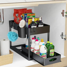 Multifunctional Storage Rack 2 Tier Under Sink Sliding Cabinet Basket