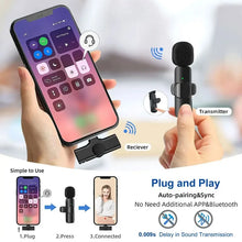 Wireless Lavalier Microphone Mini Mic for iPhone Android Live Broadcast