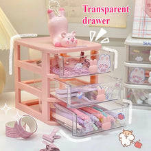 Desktop Storage Box Organizer Student Table Transparent Drawer Cute