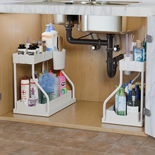 Space Saving 2 Tier Under Sink Organizer,Pull Out Storage Box Durable
