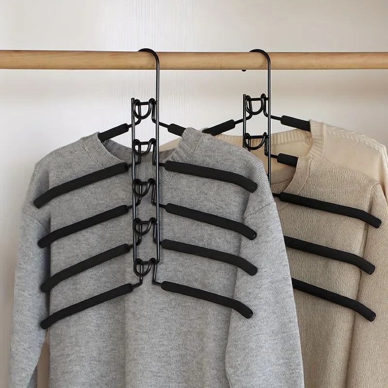 5pcs Multi-Tier Hanging Closet Hanger with Hooks Space-Saving Organizer