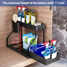 Space Saving 2 Tier Under Sink Organizer,Pull Out Storage Box Durable