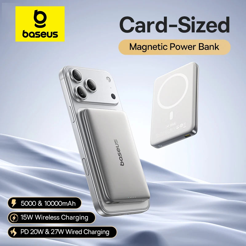 【CCC】Baseus 10000mAh Magnetic Power Bank PD 27W, 5000mAh 20W Card-Sized