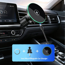 30W Fast Charging Magnetic Car Wireless Charger, LED Light Phone Mount