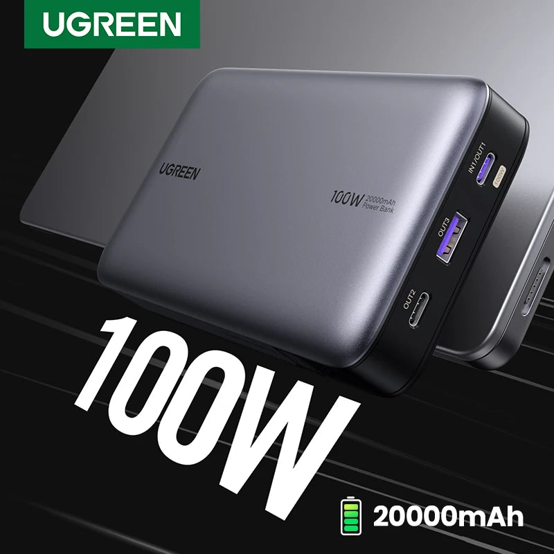 UGREEN 100W Fast Charging External Battery Power Bank 20000mAh PD3.0